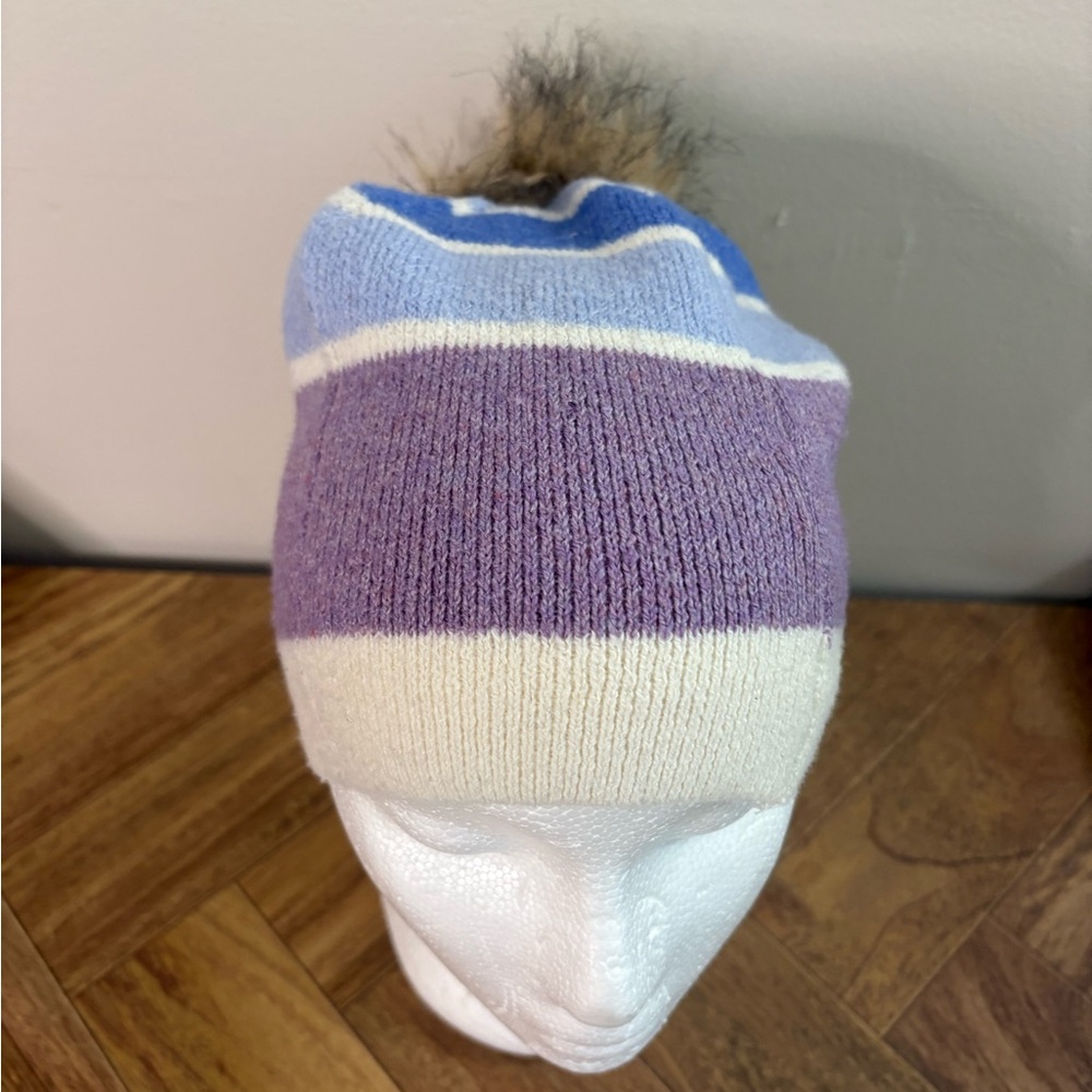 Christian Siriano Purple and Blue Striped Knit Hat winter - Picture 3 of 6